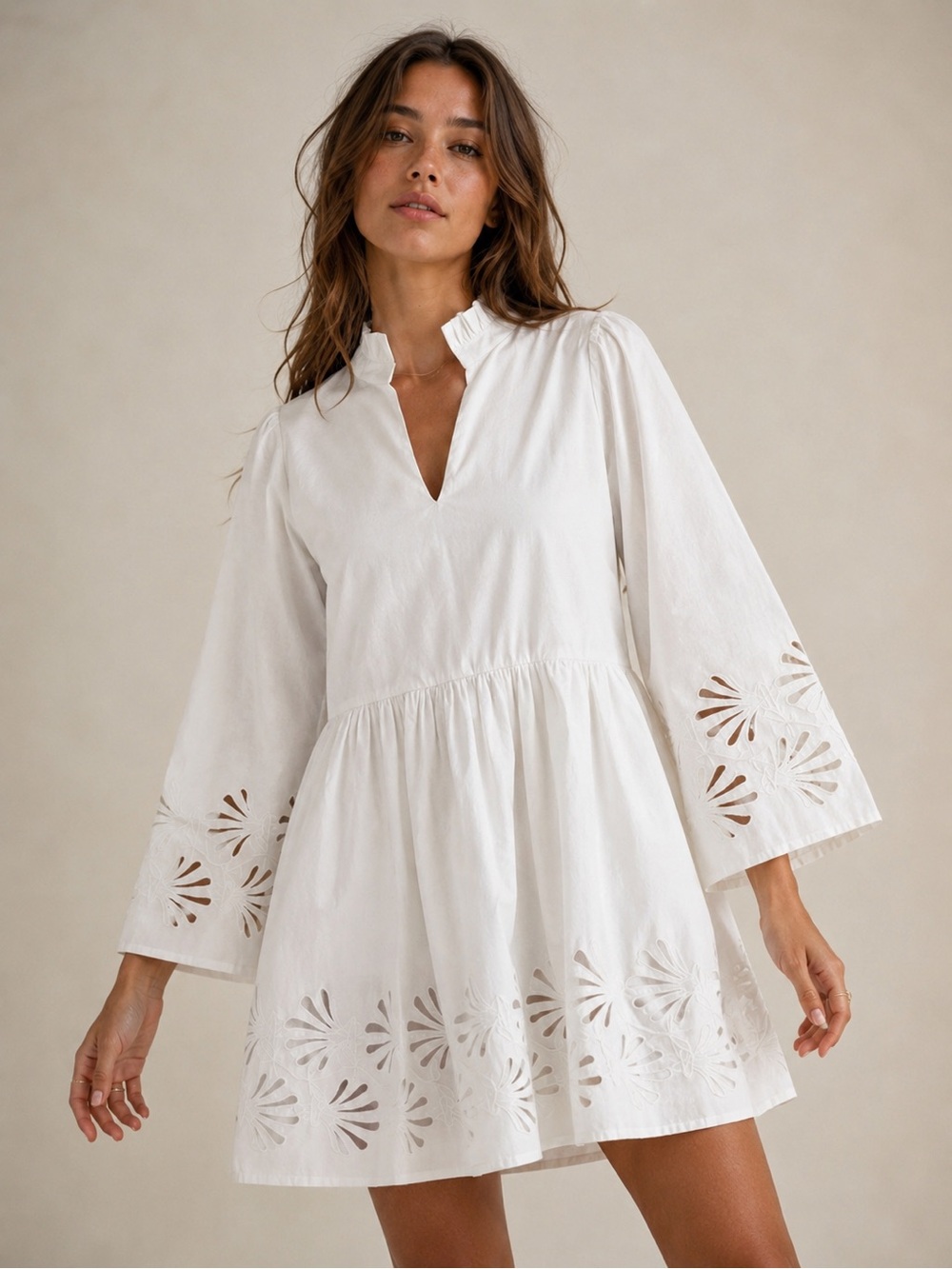 #307 New! Jodifil Cotton White Eyelet Dress